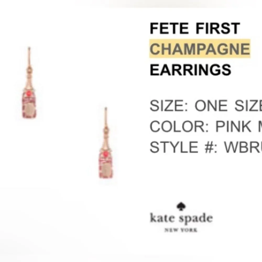 Kate Spade FETE FIRST CHAMPAGNE EARRINGS pink gold sparkle
